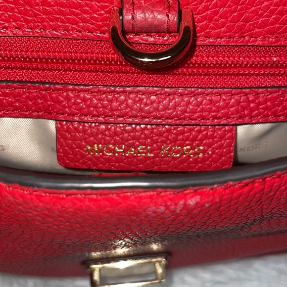 Michael Kors MK Bristol Studded Leather Satchel Crossbody Purse Shoulder Bag Red - Picture 17 of 17